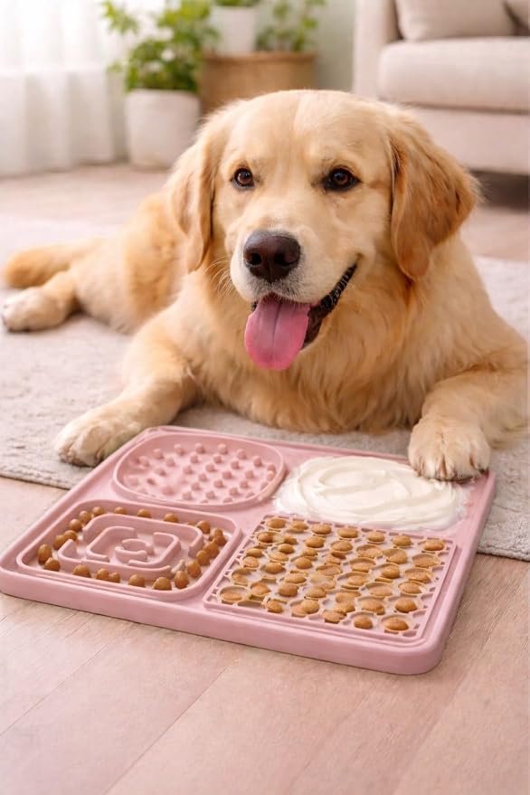 The Blush Pink Lick Mat That Turns Your Dog’s Anxiety into Calm, Gulping into Digestion, and Boredom into Bliss
